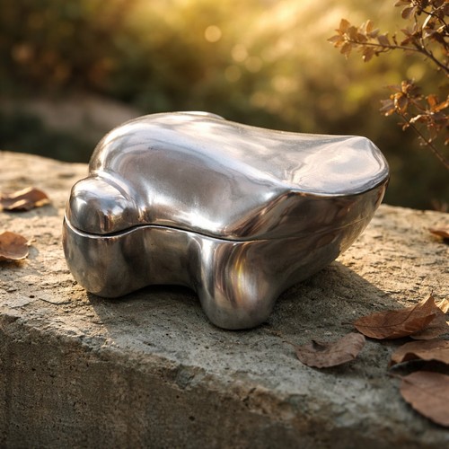 Pottery Barn Large Aluminum Frog Shaped Trinket Container W/Lid