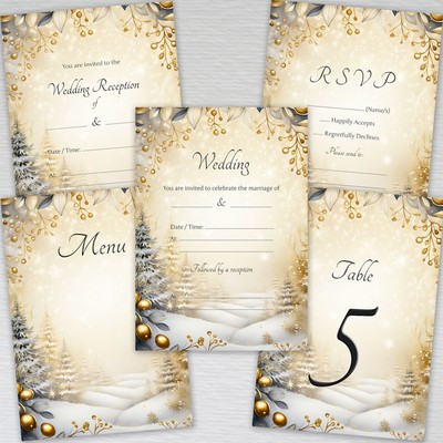 Weihnachten Winter Hochzeitseinladungen Goldene Abendeinladungen RSVP Save the Date