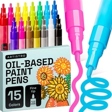 15 Oilbased Permanent Paint Markers Assorted Sets Of Fine And Medium Tip Markers