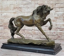 Art Deco Hot Cast Rare Arabian Horse Mogniez Bronze Sculpture Marble Figurine