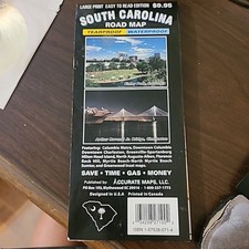 South Carolina State Road Map Large Print Easy To Read Tearproof Waterproof 2007