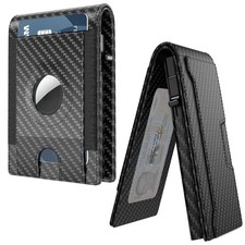 Airtag Wallet for Men - Carbon Fiber Smart Wallet with Pop-Up Mechanism  RFI...