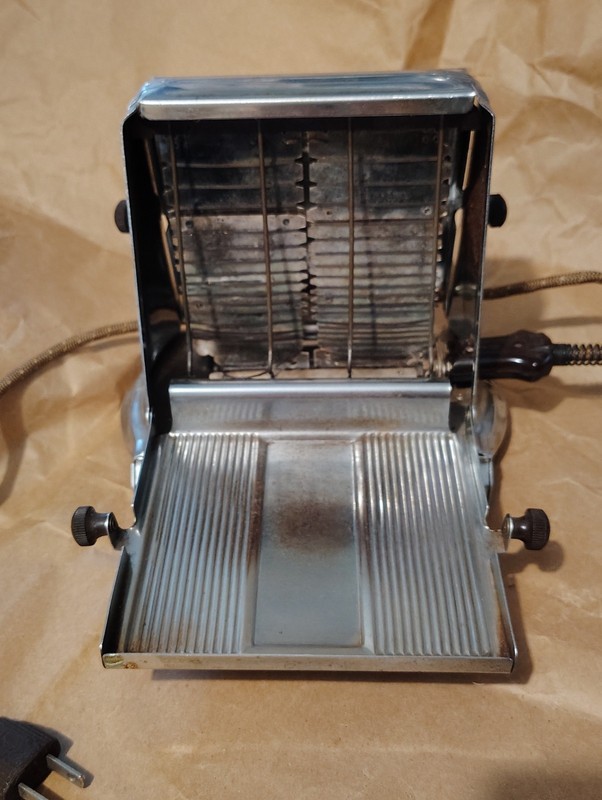 Vintage Manning Bowman Flip Toaster Art Deco Chrome Double Toaster Works VG cond