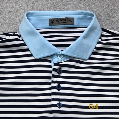 G/Fore Polo Shirt Men's Extra Large Blue Stripe Golf Performance Lightweight