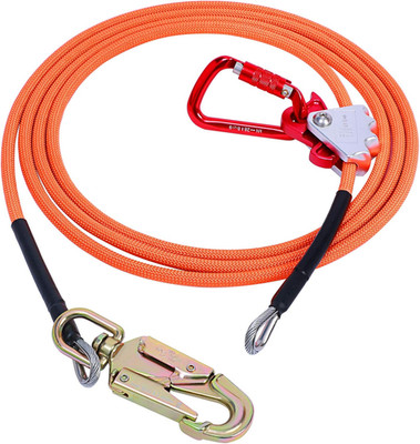 Wire Core Flipline 1/2'' x 16' with Triple Lock Carabiner for Tree Climbing
