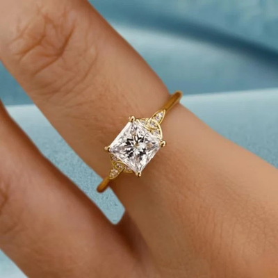 #ad 2.50TCW Princess Cut Moissanite Wedding Engagement Ring Solid 14k Yellow Gold $377.29