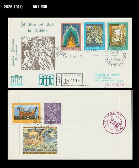Religion, Bible Story,Vatican 1974 REG FDC,Cover to US,Ship,Noah's Ark,Rainbow
