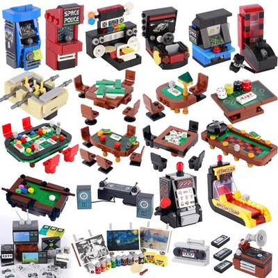 MOC City Poker Table Slots Chess Cards Game Room For LEGO Building Blocks Set