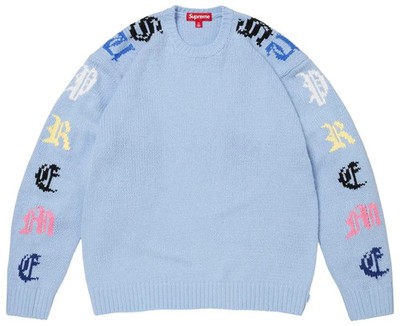 Supreme Old English Sleeves Sweater Light Blue SS26 | eBay