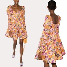 Zimmermann Violet Twist Dress Size 3 AU 14 / US 10 Floral Print Long Sleeve Mini