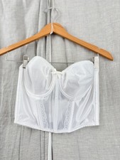 VTG Bustier Women Size 36B White Satin Longline Strapless Bridal Corset Coquette
