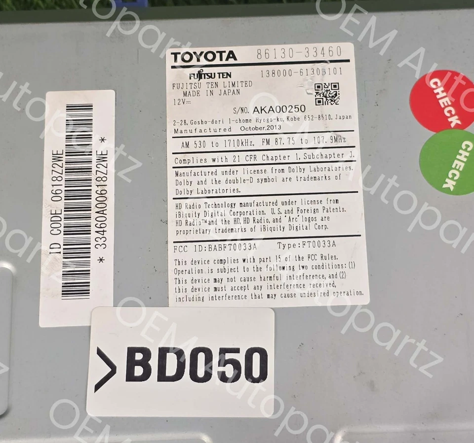 Conjunto receptor de radio Lexus ES300h ES350 2015-2018 OEM 86130-33460 100362 Foto 3 de 4