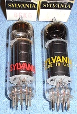 2 NOS Sylvania 6GK6 Vacuum Tubes - Black Plate Vintage 13-Watt Audio Pentodes