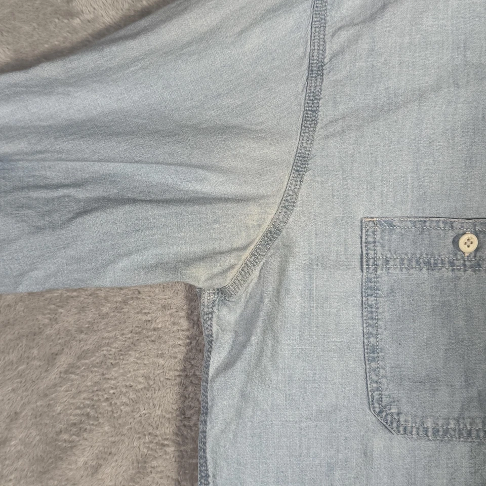 Camisa Filson Cambray Para Hombres L Azul Claro Doble Bolsillo Ropa de Trabajo Algodón Informal CPO Foto 4 de 4