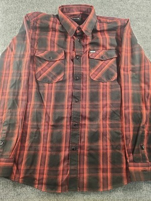 Live Bearded Fireside Shirt Mens Large Plaid Pearl Snap Western Long Sleeve