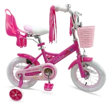12" Girl Kids Bike Training Wheels Bell Basket Handbrake Doll Seat for 2-4 Girl