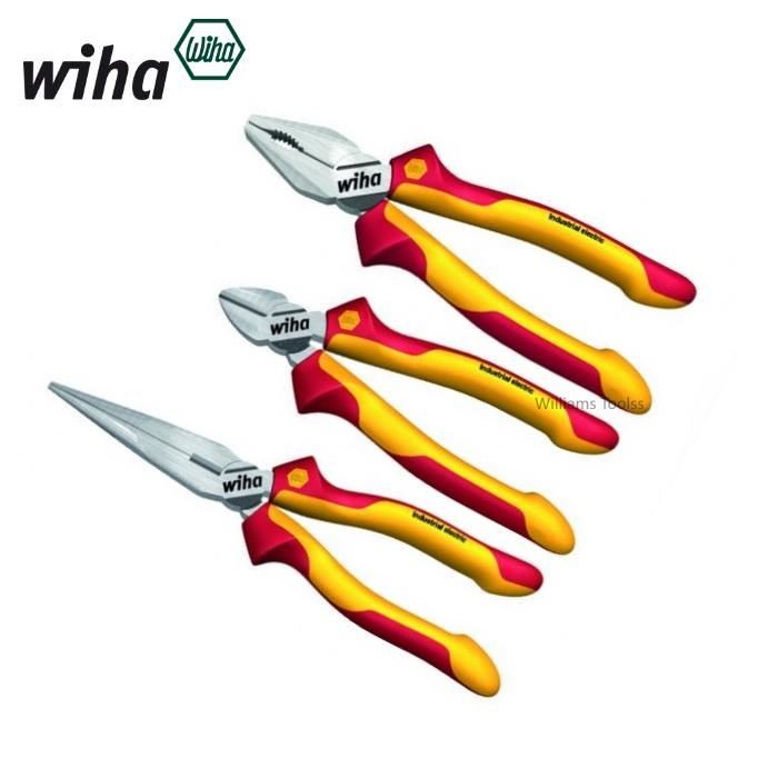 Wiha Set of 3 Pliers Side Cutter & Long Nose & Combination VDE Insulated 1000v D