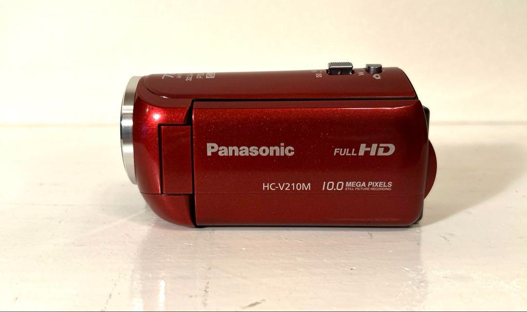 Panasonic HC-V210M レッド ビデオカメラ 本体｜バッテリー2個 【公式