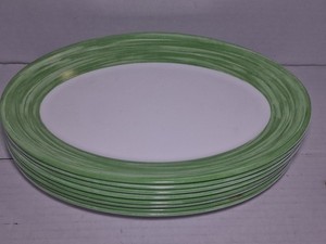 SET of 8 Arcoroc Professional Brush Green Oval Serving Plates 11.5" x 8.5"