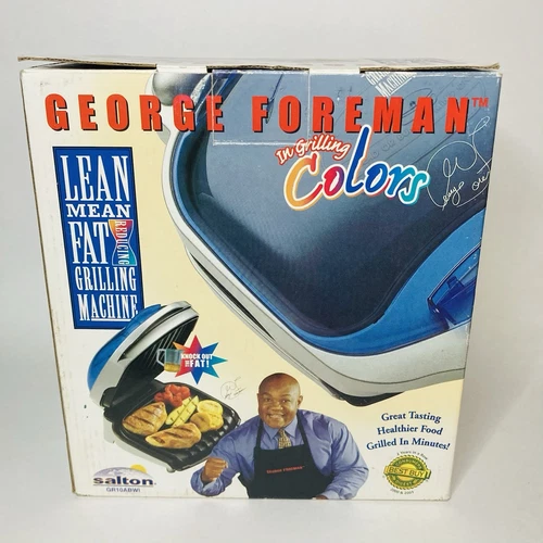 George Foreman Grill In Grilling Colors Blue GR10ABW Nearly New w Box