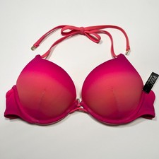 Victoria Secret 38C Bombshell Push Up Bikini Top Add 2 Cups Sunrise Ombre Orange