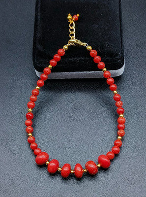 Red Coral Beads Gemstone 14k Gold Filled Red Coral Bracelet, Natural Gemstone