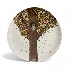West Elm Owl Organic Rachel Kozlowski 8.5” Plate Owl In Tree Autumn Retired