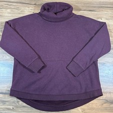 Athleta Cozy Karma Womens Medium Maroon Funnel Neck Soft Pullover Sweatshirt