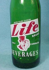Life Soda  7oz  green 1958  - Cedar Rapids, IA  -  137aa
