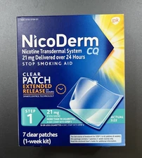 NicoDerm CQ Clear Nicotine Patches - Step 1 - 21mg - 7 patches