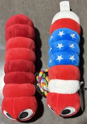Slither.io 8'' Plush Worm Stuffed Animal Lot Of 2 Multi Colors NWT