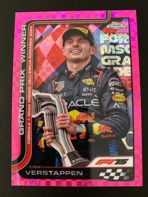 2025 Topps Chrome Formula 1 Pink Checker Flag Refractor 99 Max Verstappen ed/250