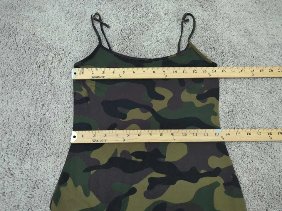 Maxi vestido sin mangas Nova de moda para mujer mediano verde camuflado ceñido al cuerpo dobladillo de sirena Foto 2 de 4
