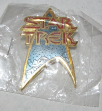Original 1988 Metal Star Trek Hollywood Pin Badge Collection Blue Red & Gold