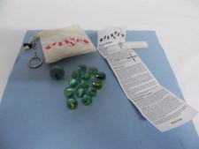 Bag of Marbles Mini Key Chain 13 Cat Eyes,1 Cat Eye Shooter, Instructions, Chalk
