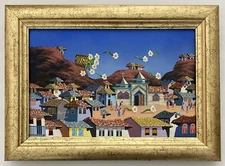 Marco Alquinga Contemporary Surrealism Flower Village Landscape Folk Painting