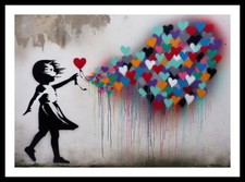 Banksy Print Gift Graffiti Wall Street Pop Art Balloon Girl Heart BY18 FREE POST