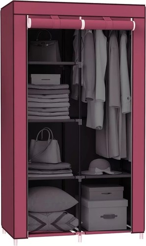 Wardrobe With Hanging Rail Shelving Clothes Storage Large Cupboard Fabric Canvas - Picture 8 of 20