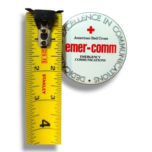 Vintage Emergency Communications Red Cross Emercomm EMT Badge Pin Button - Picture 3 of 3
