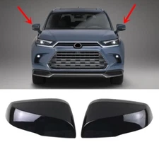 2x Black Front Door Mirror Cover Trim Cap For Toyota Grand Highlander 2024 2025
