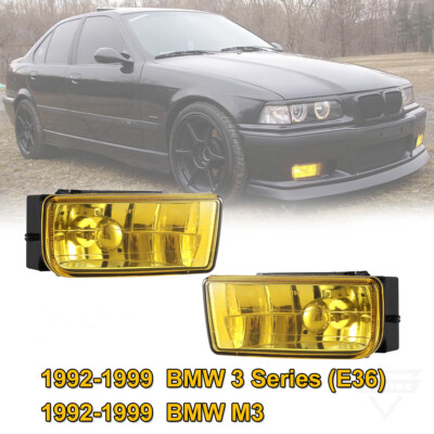 For 92-99 BMW E36 3 Series M3 Fog Lights Replace Factory Lamp Glass Yellow Lens