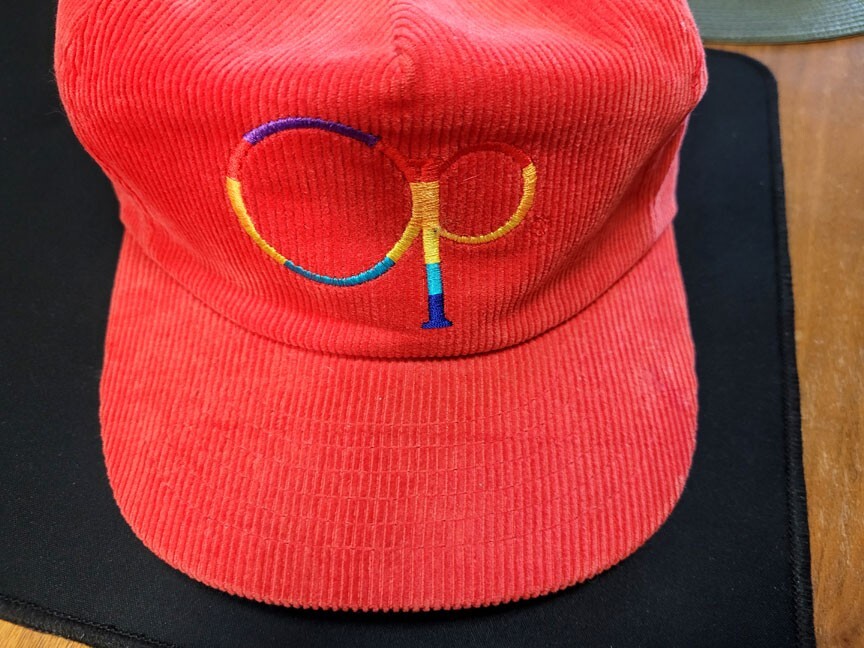 Seldom Seen Vtg OP 70's/80's Ocean Pacific Red Corduroy Rainbow