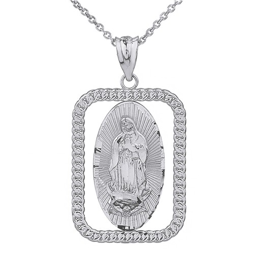 10k White Gold Link Frame Our Lady of 