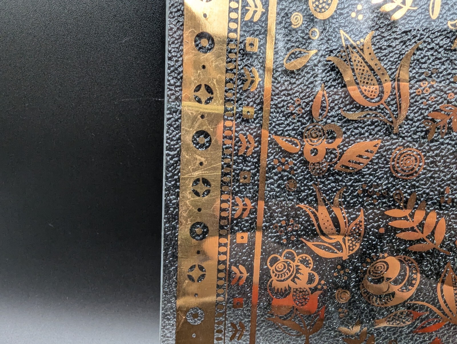 VTG MCM Georges Briard Glass Tray 12"x12" Plate Persian Garden 22k Gold Signed