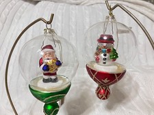 2 As Is Katherine  s Christmas Collection Santa  Snowman Bubble Ornaments