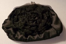 BIJOUX TERNER black evening bag w/flower w/removable carry chain NWT