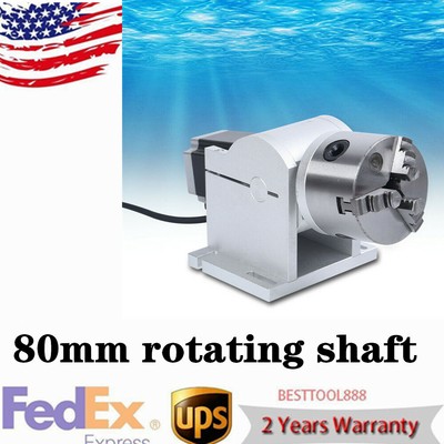 Laser Axis Rotary Shaft Attachment for Laser Marking Engraving Machine 80mm USA
