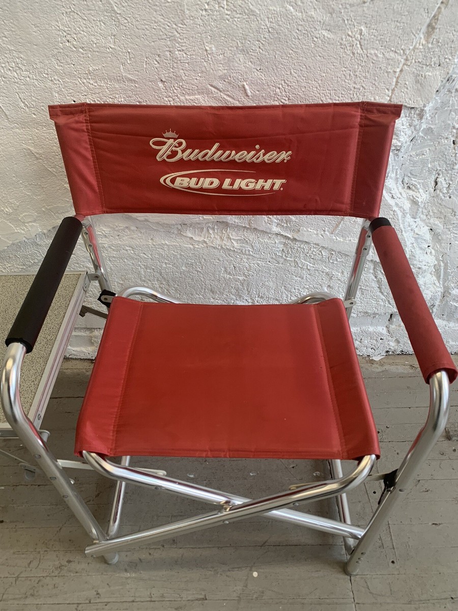 RARE Vintage Budweiser Folding Seat Camp Aluminum Chair By Picnic