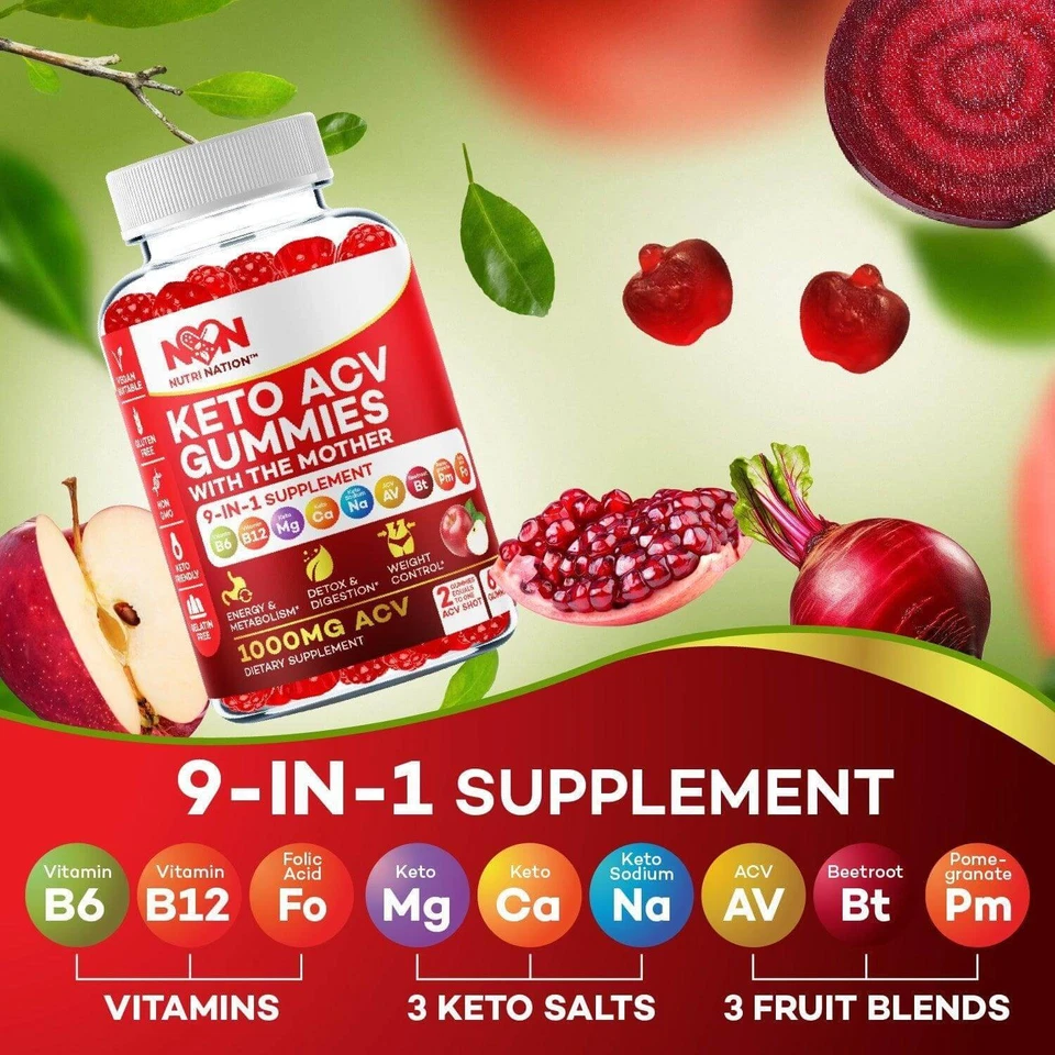 Keto ACV Gummies 1000 毫克购买 2 免费获得 1 - Nutri Nation Kelly Clarkson 饮食 — 第 2/4 张图片