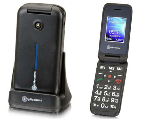 Téléphone portable pliable pour personnes âgées Amplicomms PowerTel M6900 noir extra bruyant 24 dB/85 dB - Photo 1/1